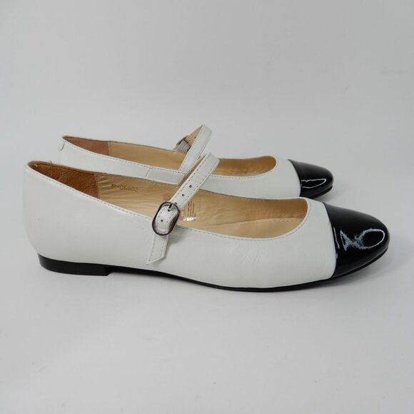 ALOHAS Musa Leather Mary Jane Ballet Flat EU 38 7.5 Bicolor Black Cream NEW $180 - Picture 15 of 16